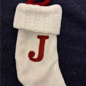 NWOT Letter J Wondershop Monogram Mini Christmas Stocking Initial White Knit